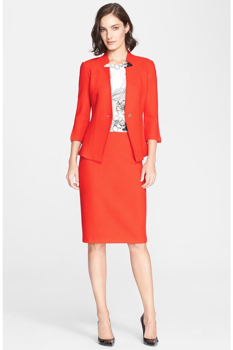 Textured Twill Pencil Skirt, Alternate, color, GERANIUM