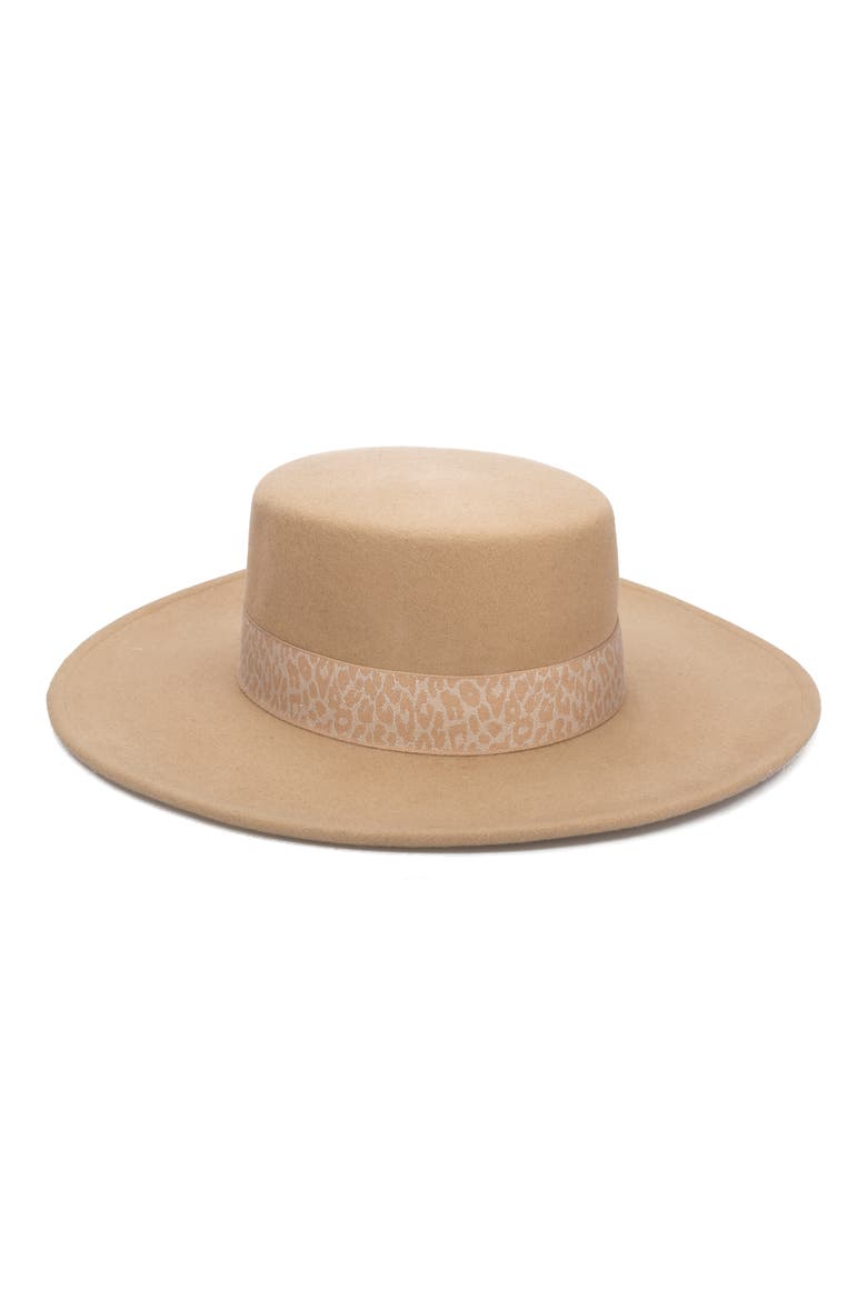 Ribbon Trim Wool Fedora, Main, color, BEIGE
