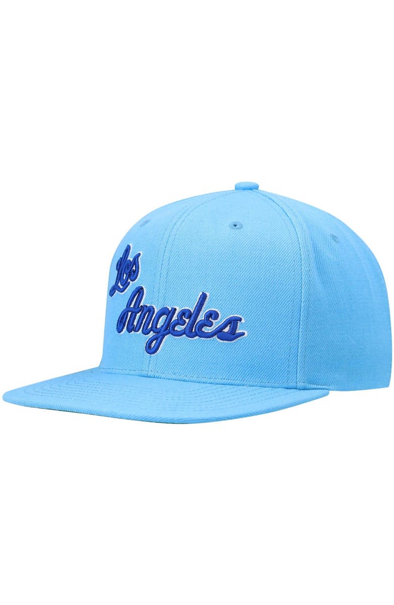Mitchell & Ness Men's Mitchell & Ness Powder Blue Los Angeles Lakers Hardwood Classics Team Ground 2.0 Snapback Hat, Main, color, 