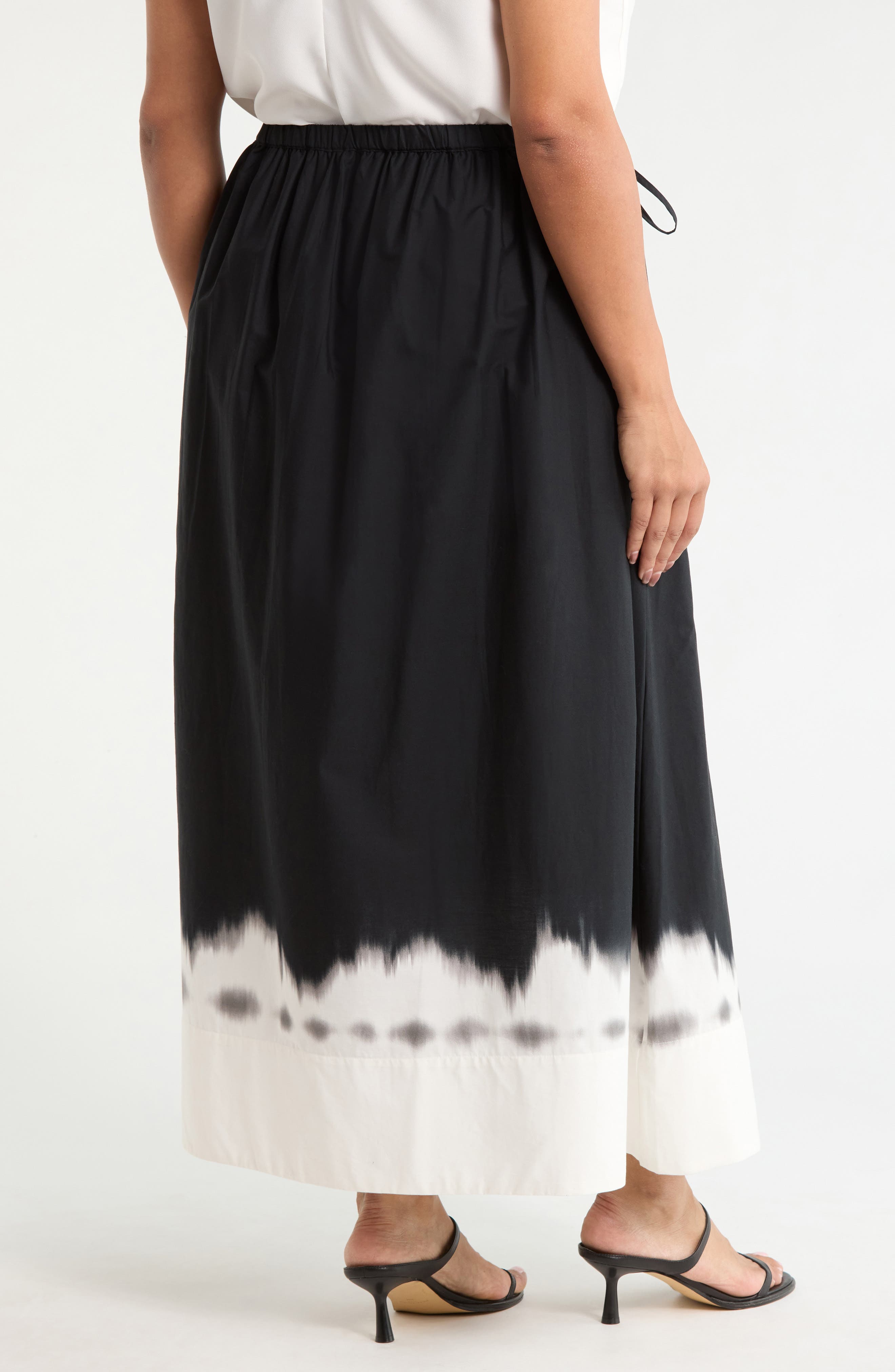 Drawstring Waist Cotton Maxi Skirt - image 2