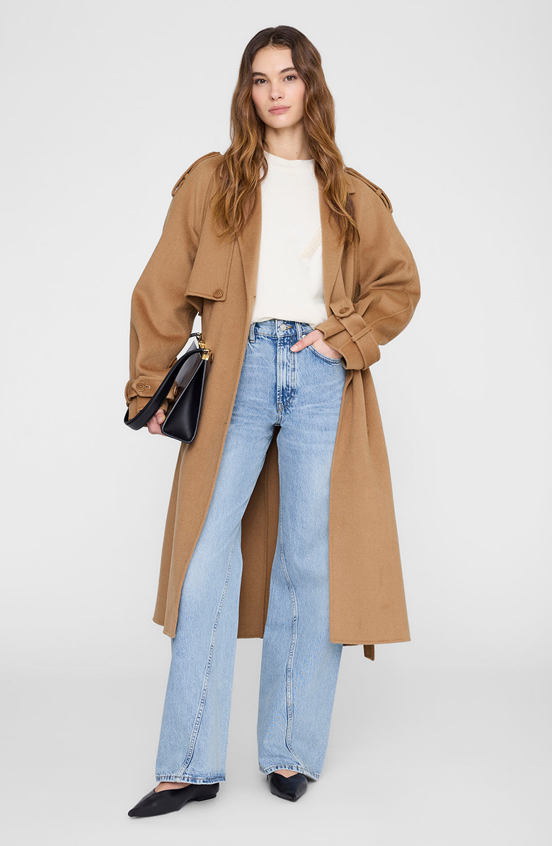 ANINE BING Miles Letterman Sweatshirt, Alternate, color, Cream