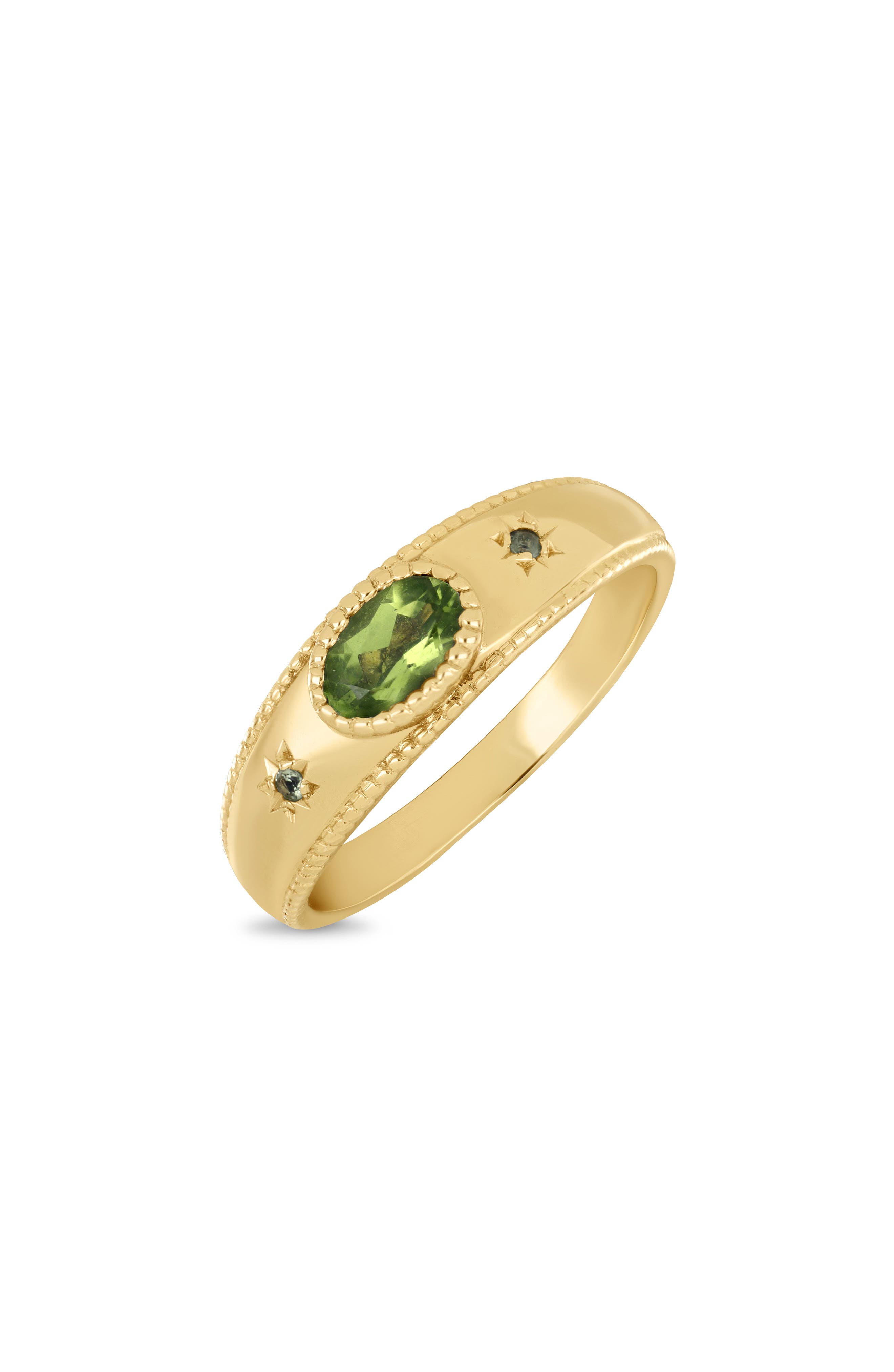 14k Gold Peridot Signet Ring