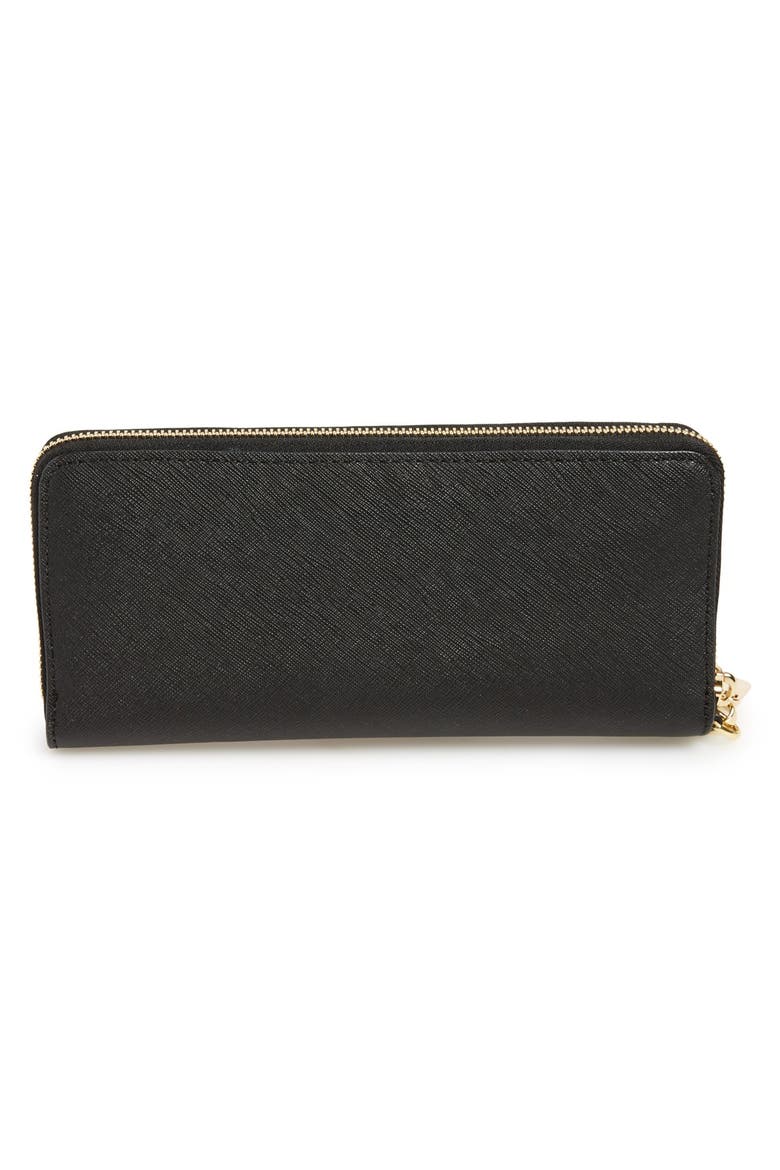 'Jet Set' Leather Travel Wallet, Alternate, color, BLACK