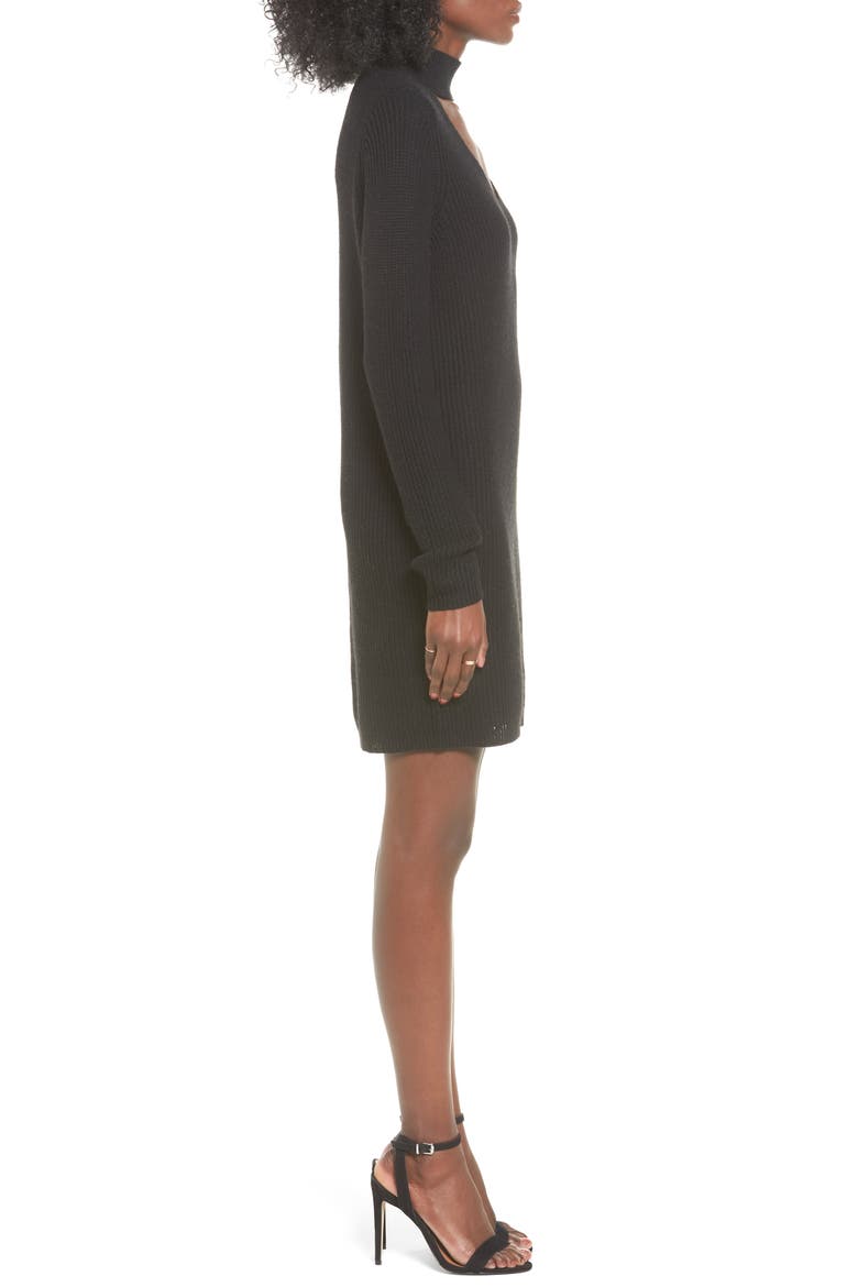 BP Cutout Choker Sweater Dress, Alternate, color, BLACK