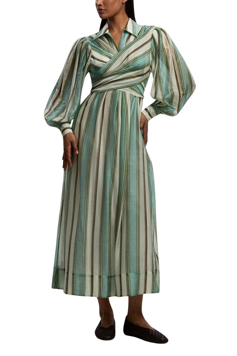 Stripe Organdie Wrap Shirt Dress, Alternate, color, Stripe