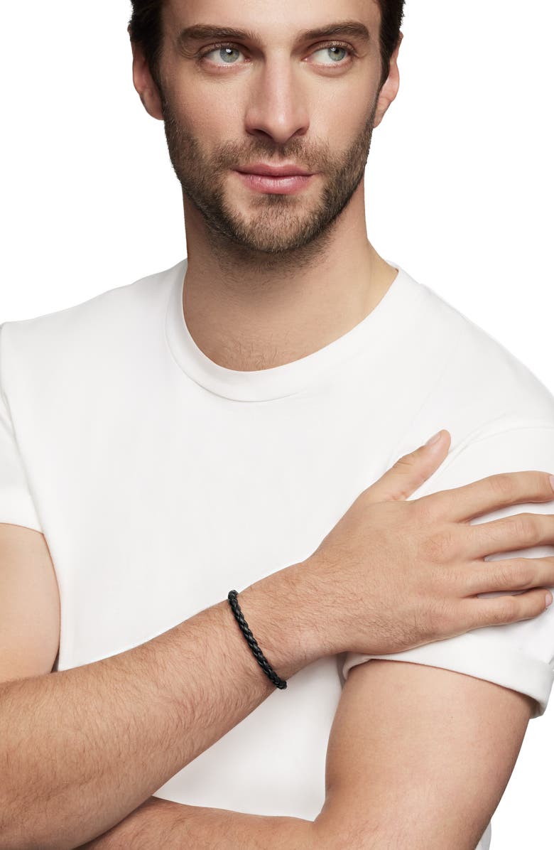 David Yurman Chevron Braided Rubber Bracelet, Alternate, color, Black