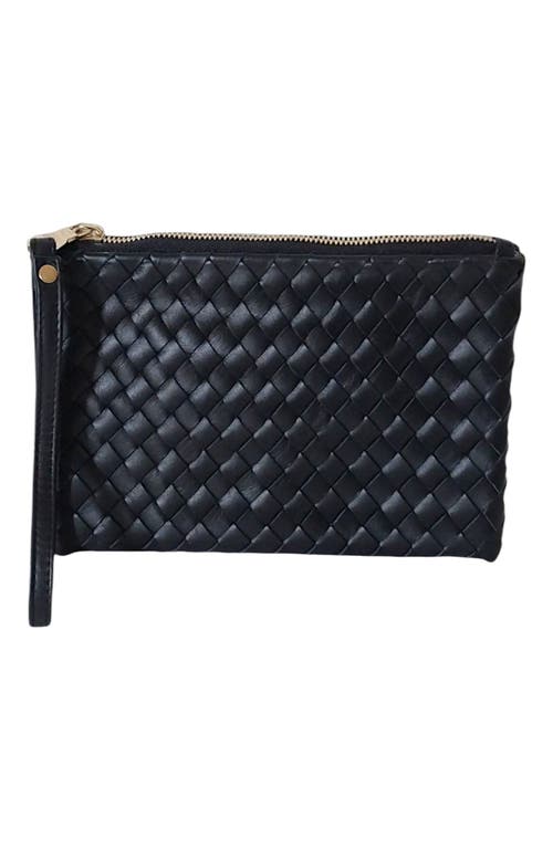 The Artisan & Company Woven Leather-Flat Zip Pouch in Black  product