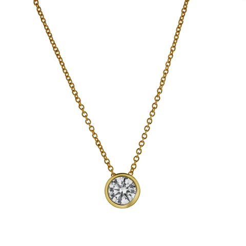 Carlyle 14K Yellow Gold Round Lab Grown Diamond Pendant - 0.50 Ctw