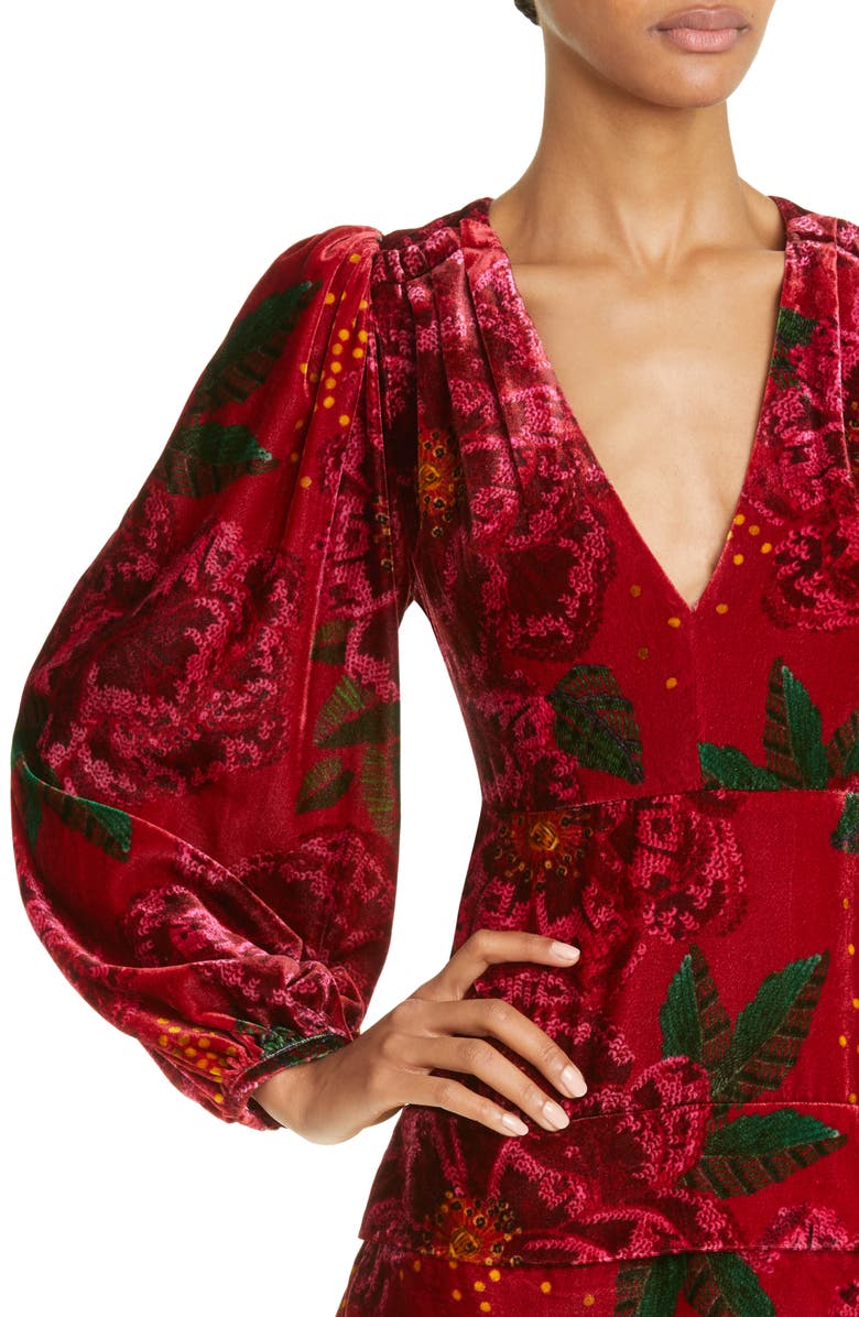 FARM Rio Shiny Flowers Long Sleeve Minidress, Alternate, color, 