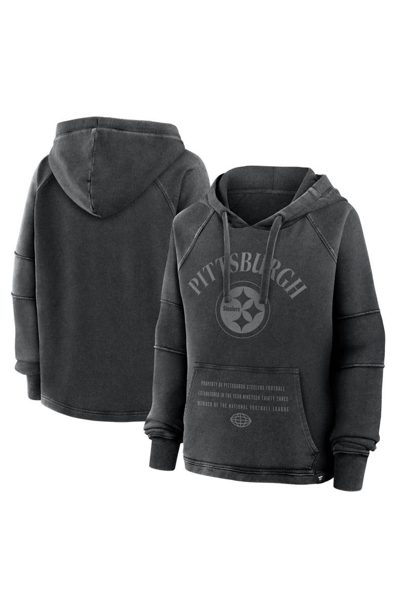 FANATICS Women's Fanatics Black Pittsburgh Steelers Oversized Raglan Gridiron Hoodie, Main, color, Black