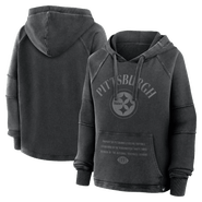 FANATICS Women's Fanatics Black Pittsburgh Steelers Oversized Raglan Gridiron Hoodie