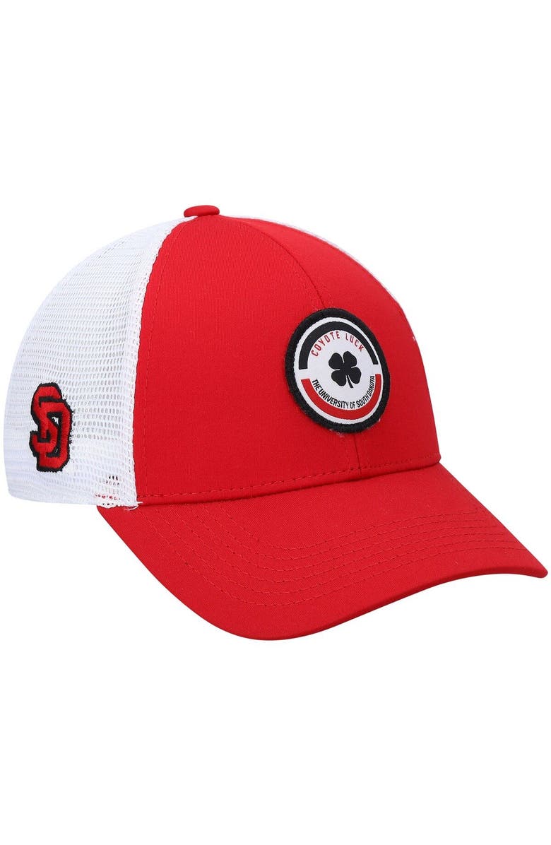 Black Clover Men's Red/White South Dakota Coyotes Motto Trucker Snapback Hat, Main, color, Red