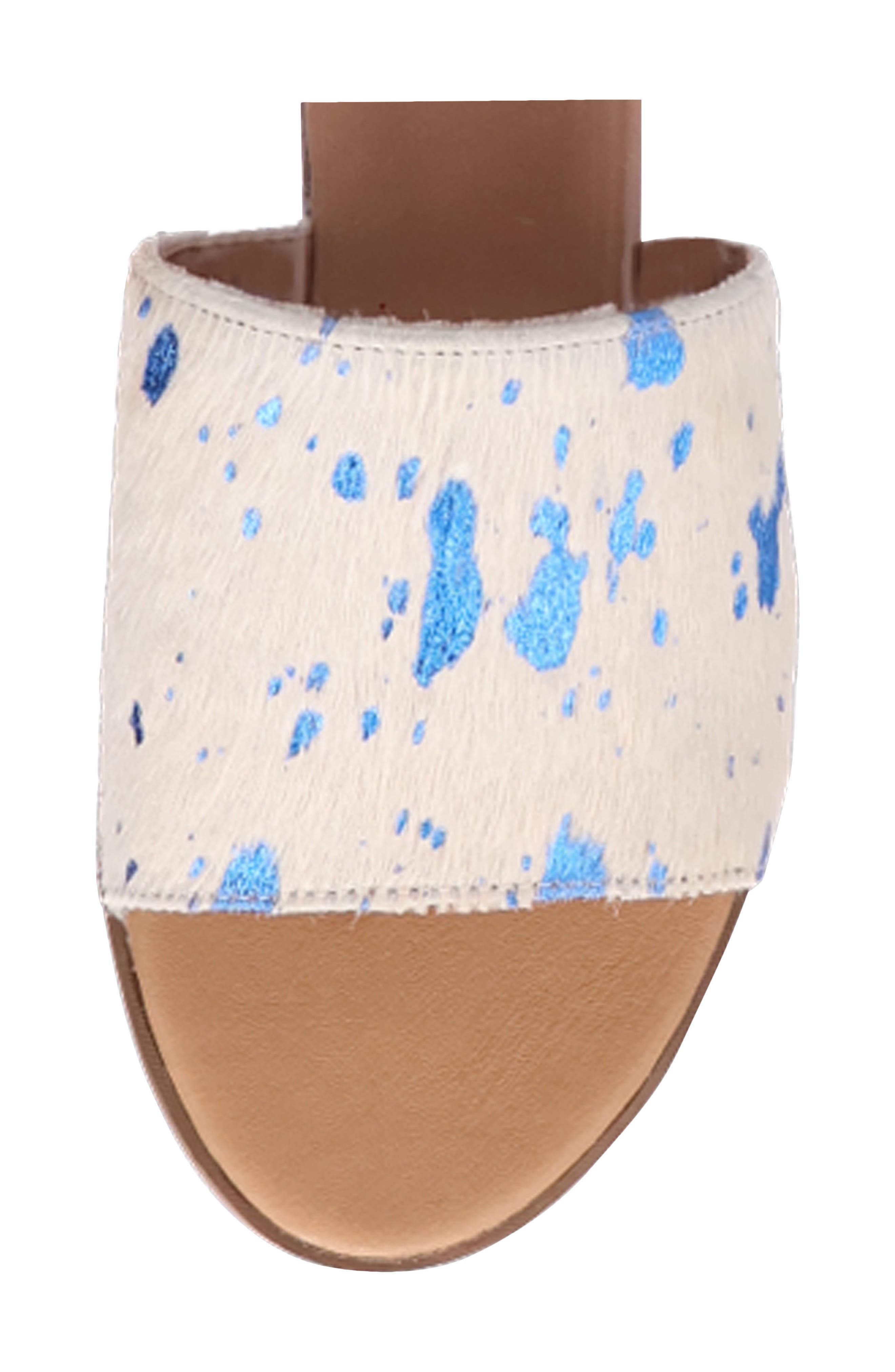 Moo Moo Genuine Calf Hair Slide Sandal, Alternate, color, BLUE