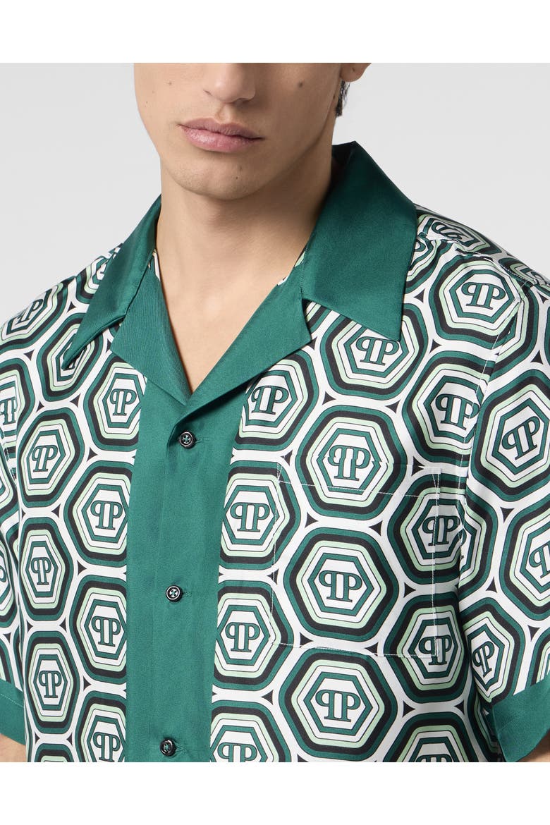 Silk Bowling Shirt Monogram 70'S Men, Alternate, color, green