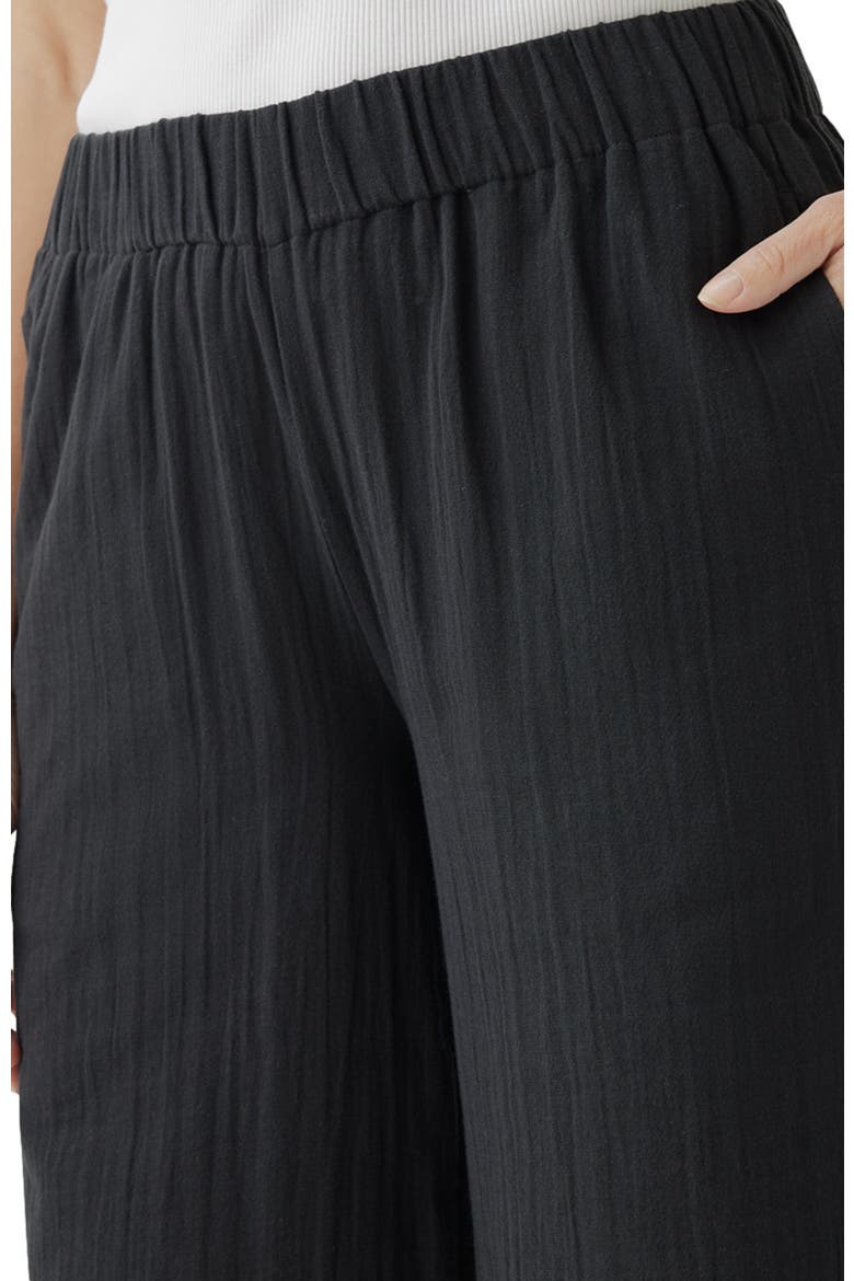 Organic Coastal Double Gauze Wide Leg Pant, Alternate, color, Black