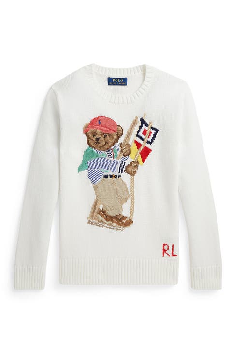 Kids' Polo Bear Cotton Crewneck Sweater (Big Kid)