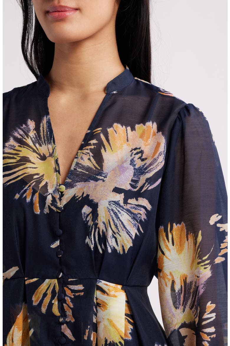 Floral Long Sleeve Maxi Dress, Alternate, color, NAVY MULTI POM FLORAL