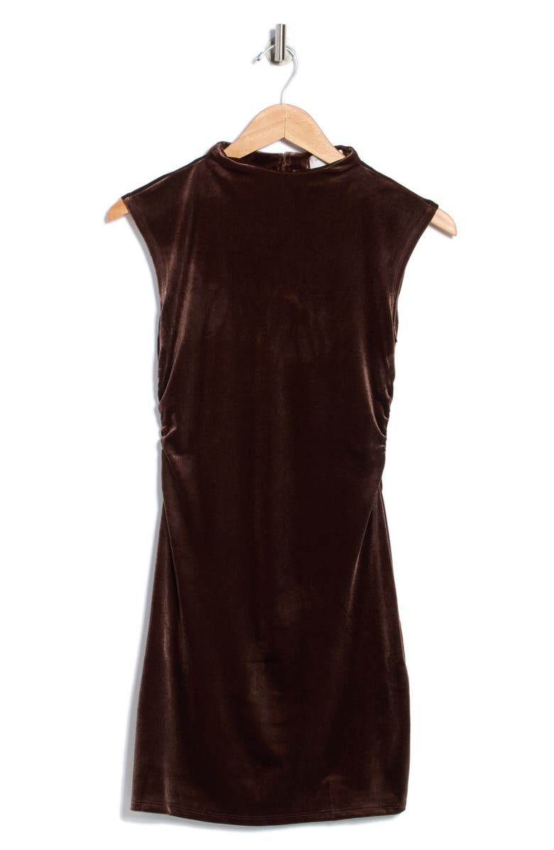 Blu Pepper Mock Neck Velvet Minidress, Alternate, color, Dark Brown