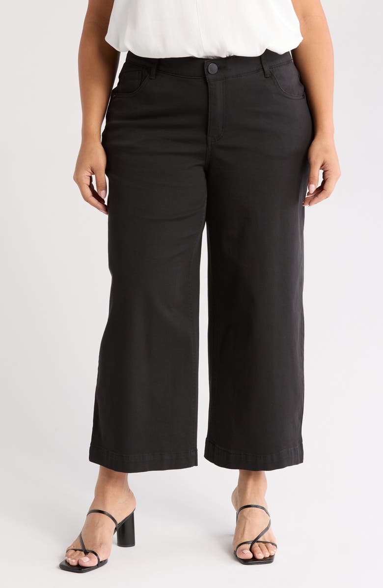 Wit & Wisdom Sam High Waist Ankle Wide Leg Twill Pants, Main, color, Black