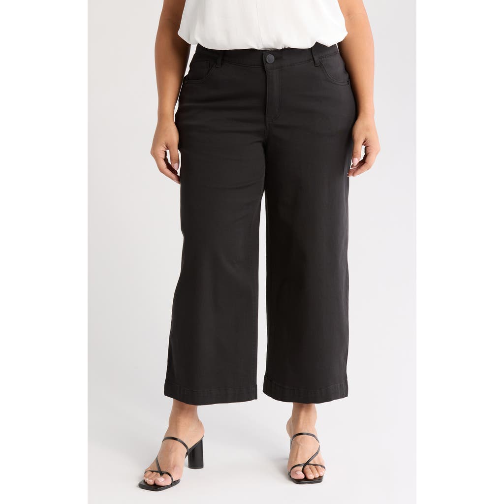 Wit & Wisdom Sam High Waist Ankle Wide Leg Twill Pants In Black