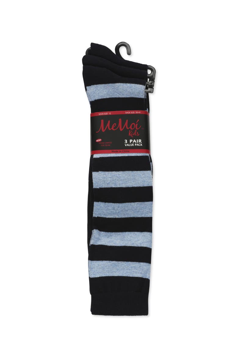 3 Pair Pack Soft Stripe Knee High Socks, Alternate, color, Navy