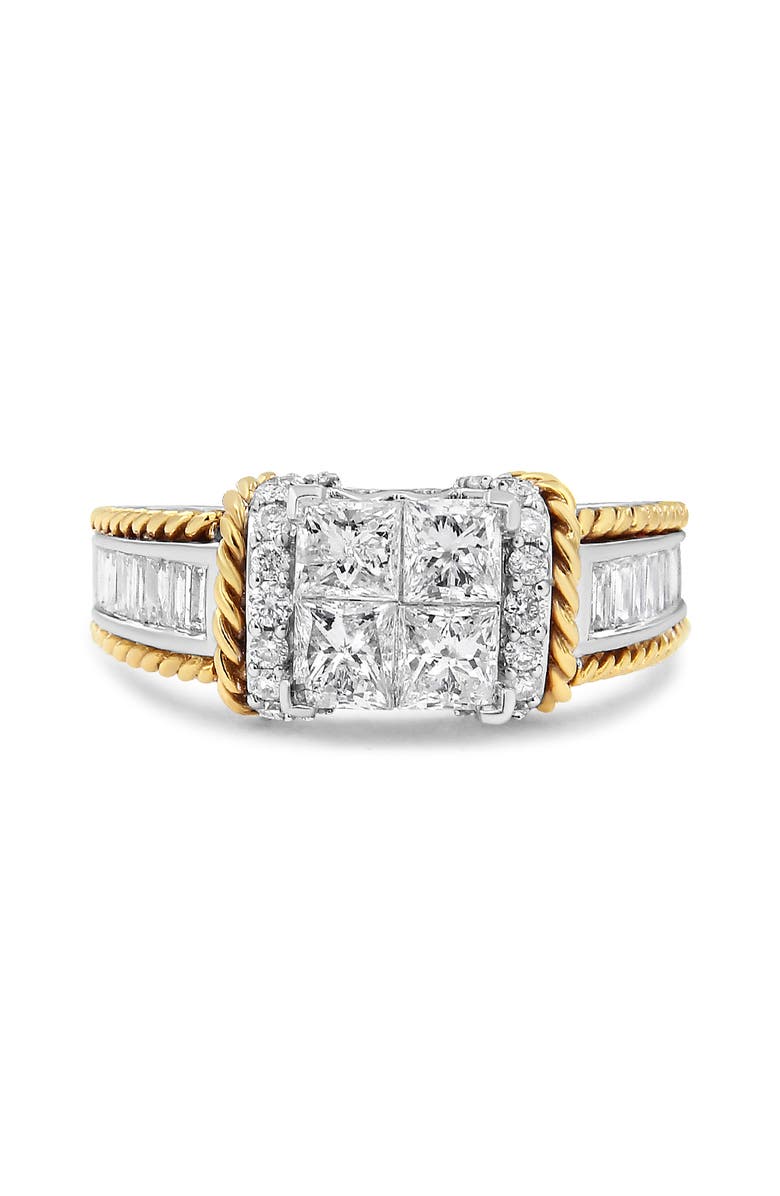 Haus of Brilliance 14K White and Yellow Gold 1 1/2Cttw Diamond Quad Engagement Ring, Main, color, Yellow