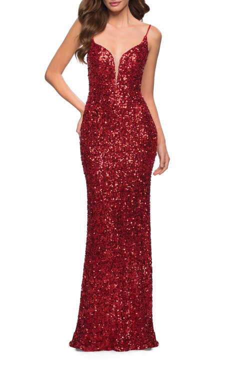 Gorgeous Sequin Dress with V Neck and Open Back