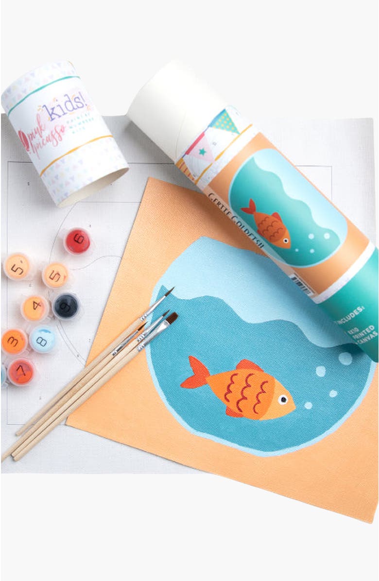 Pink Picasso Kits Gertie Goldfish Paint by Numbers Kit, Alternate, color, Orange / Teal