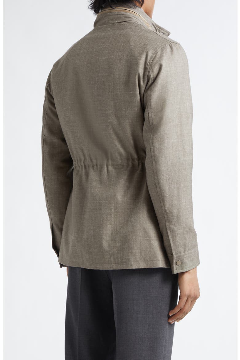 Water Resistant Virgin Wool, Silk & Linen Field Jacket, Alternate, color, TAUPE