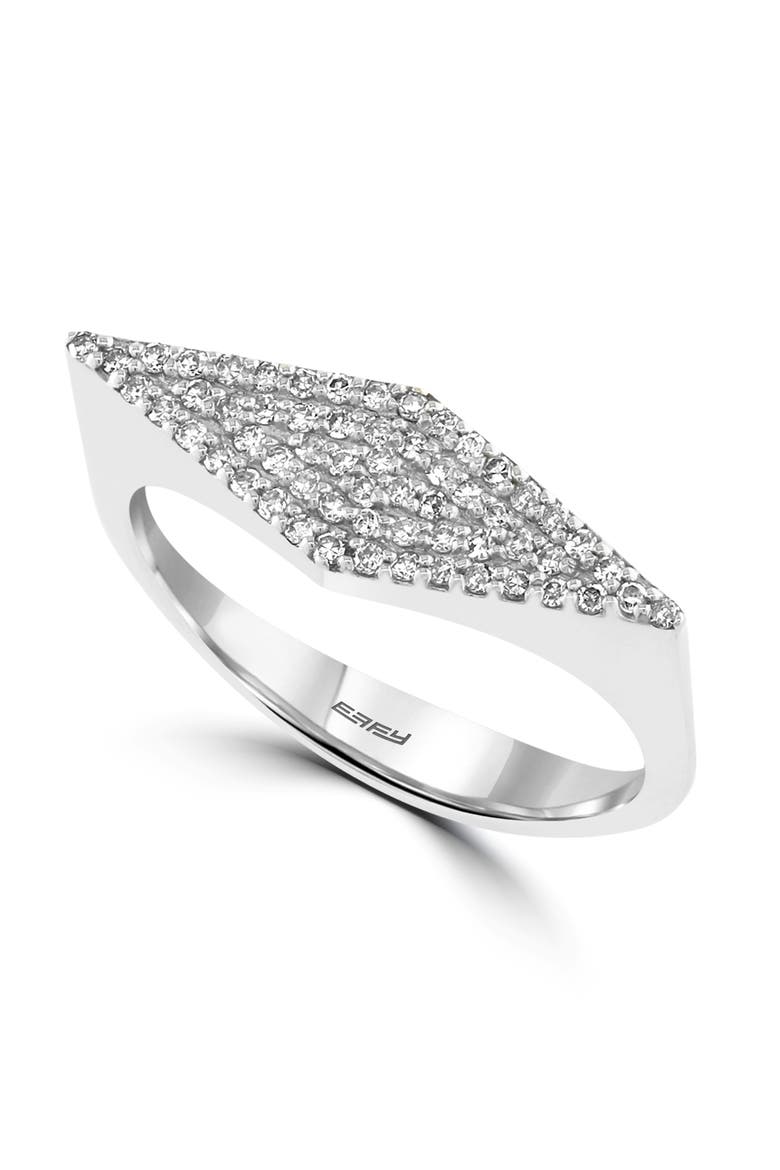 Modern Pavé Diamond Signet Ring in 14K White Gold, Main, color, Hematite and FW Blush Pearl