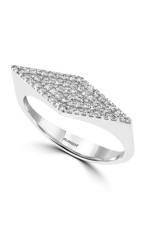 Modern Pavé Diamond Signet Ring in 14K White Gold