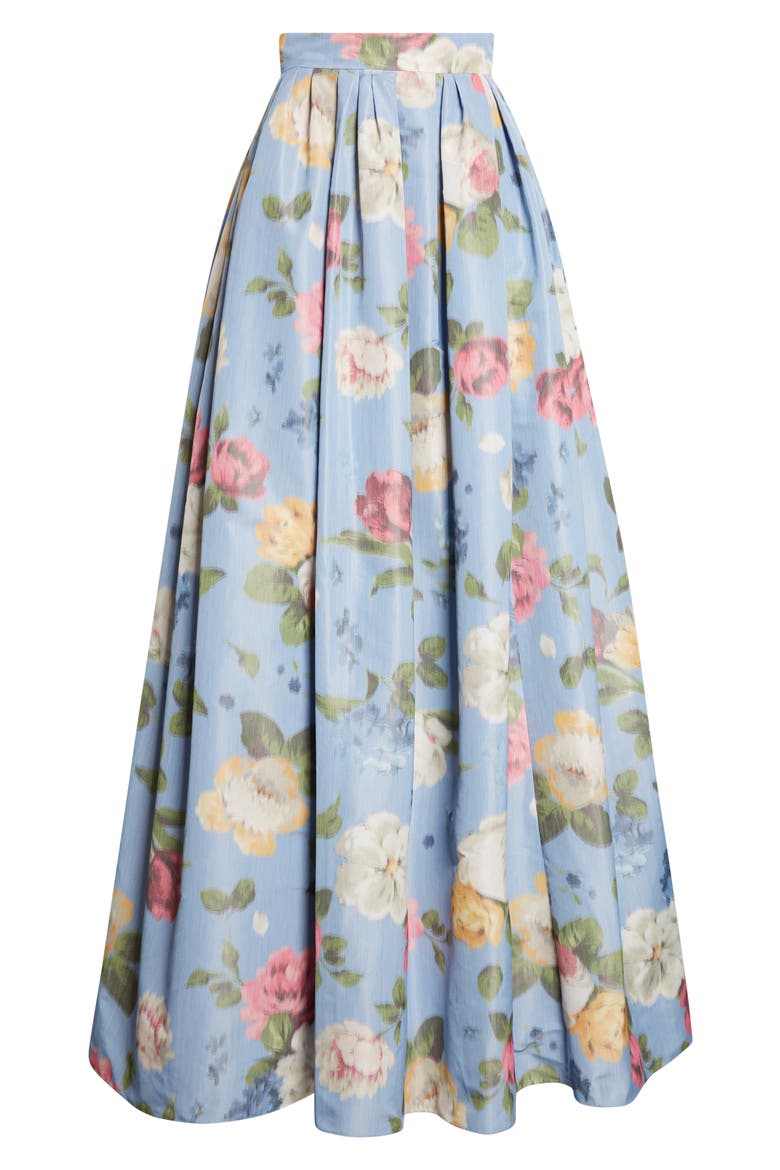Chiné Floral Print Taffeta Ball Skirt, Alternate, color, CLOUDY BLUE MULTI