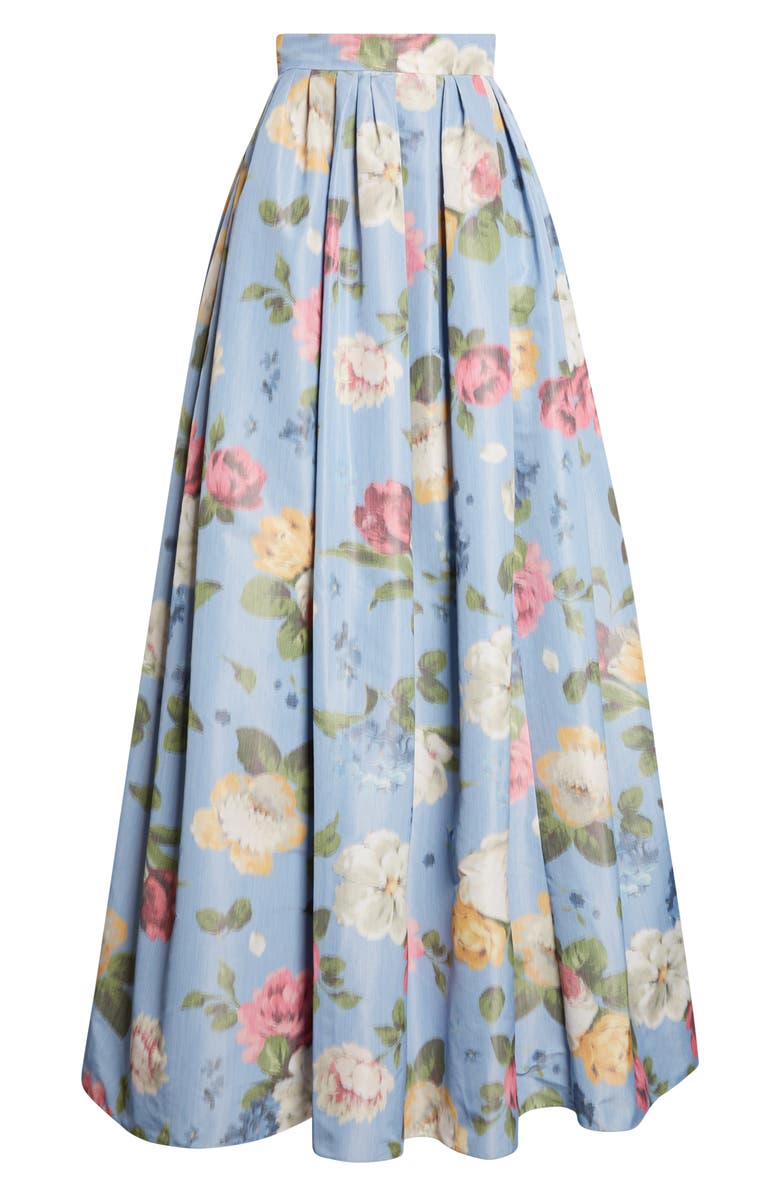 Carolina Herrera Chiné Floral Print Taffeta Ball Skirt, Alternate, color, Cloudy Blue Multi