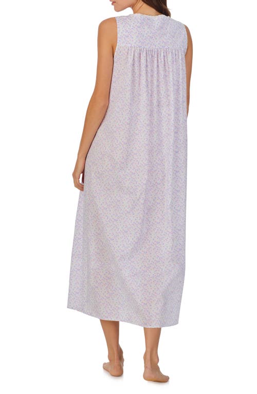 Shop Eileen West Floral Sleeveless Ballet Cotton Lawn Nightgown In White Grid Pink/peri Ditsy