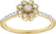 LuvMyJewelry Whispered Petals 0.30 Ct Natural Diamond Floral 10K Gold Ring