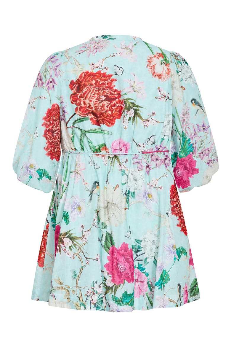 Flora Print Cotton Minidress, Alternate, color, MINT FLORA