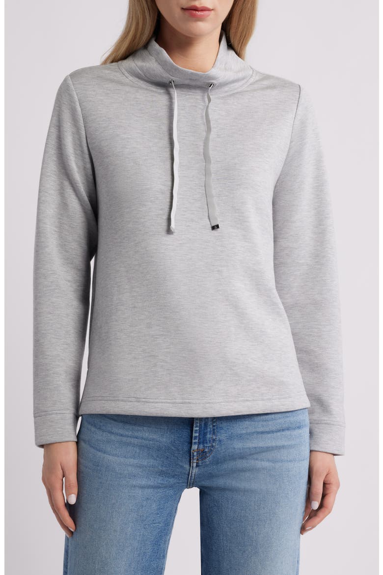 Palm Voyage Mock Neck Sweatshirt, Main, color, PEARL GREY HEATHER