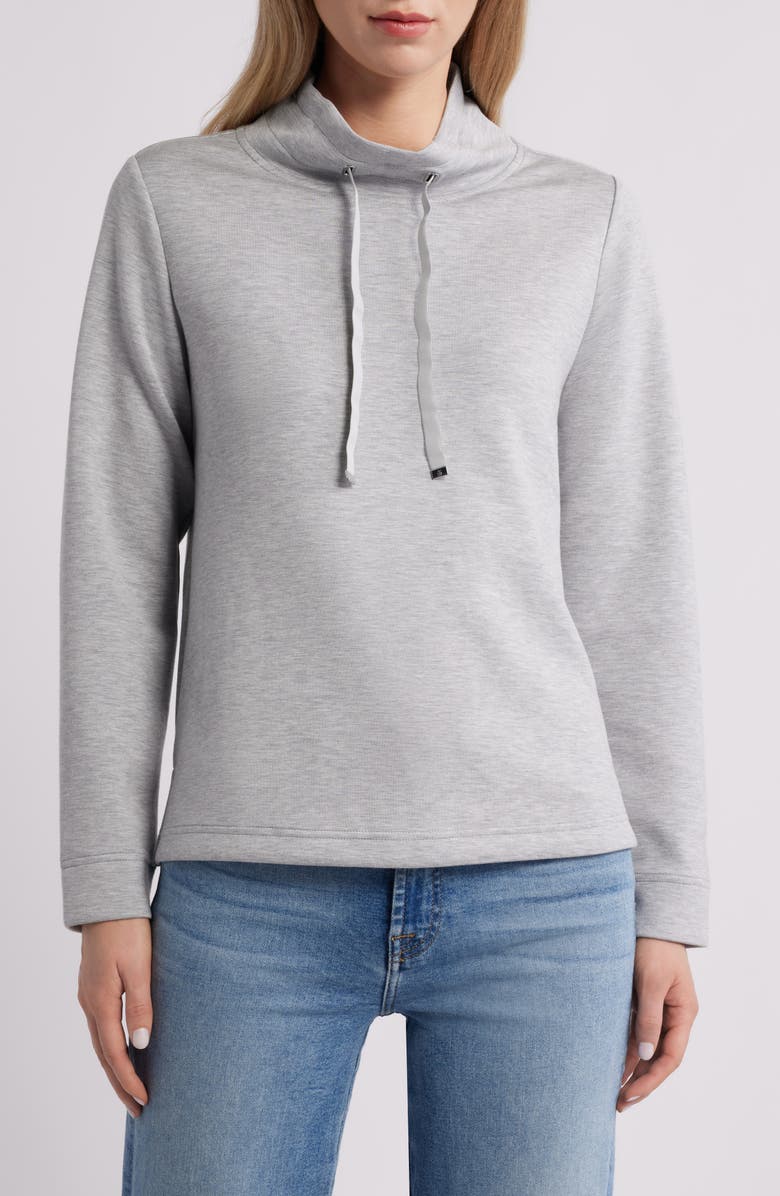 Tommy Bahama Palm Voyage Mock Neck Sweatshirt, Main, color, Pearl Grey Heather