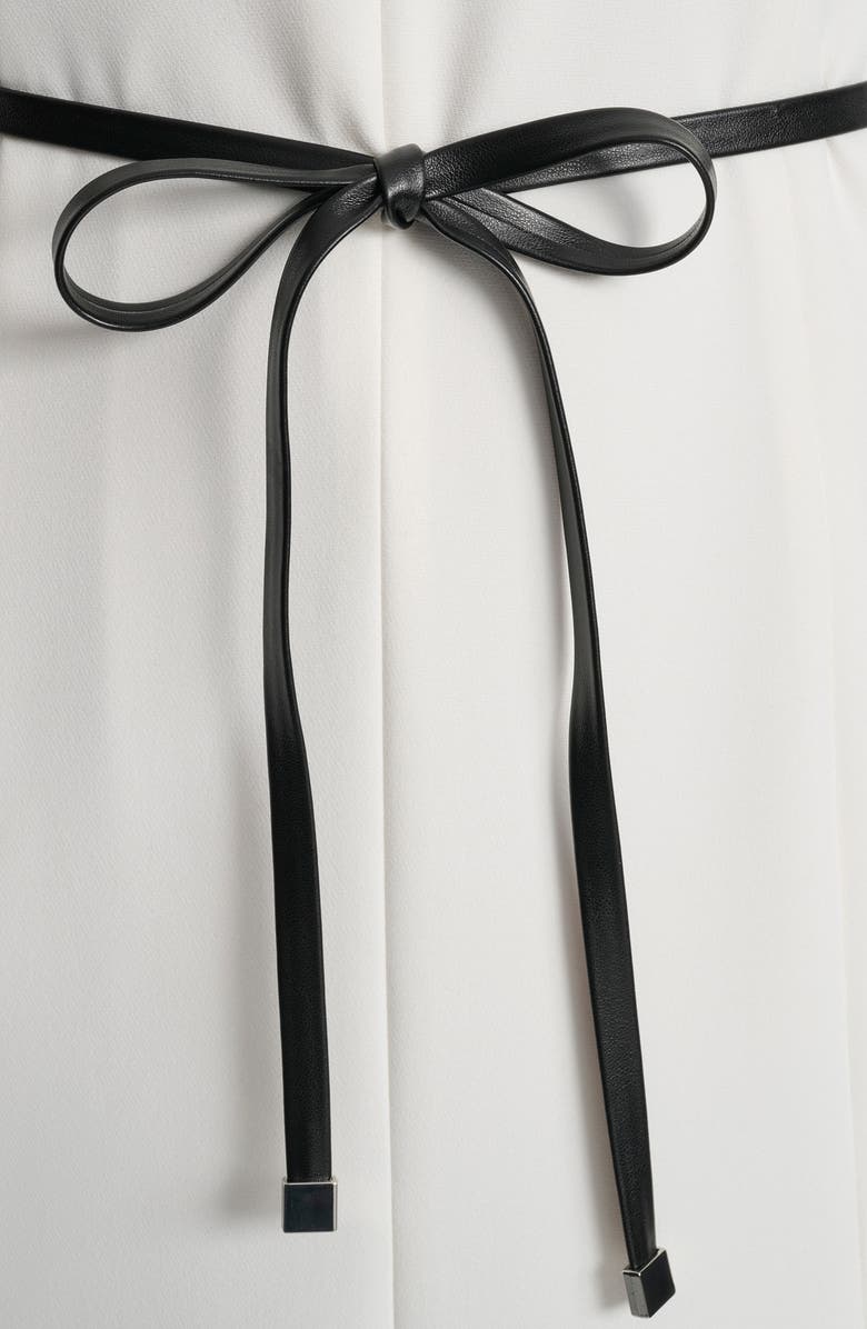 DKNY Flutter Sleeve Tie Belt Midi Dress, Alternate, color, Ivory