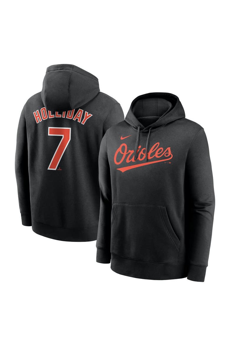 Men's Nike Jackson Holliday Black Baltimore Orioles Player Name & Number Club Fleece Pullover Hoodie, Alternate, color, Black