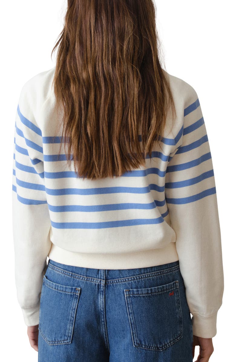 Marine Layer Cloud 9 Fleece Stripe Sweatshirt, Alternate, color, Antique White/ Blue Stripe