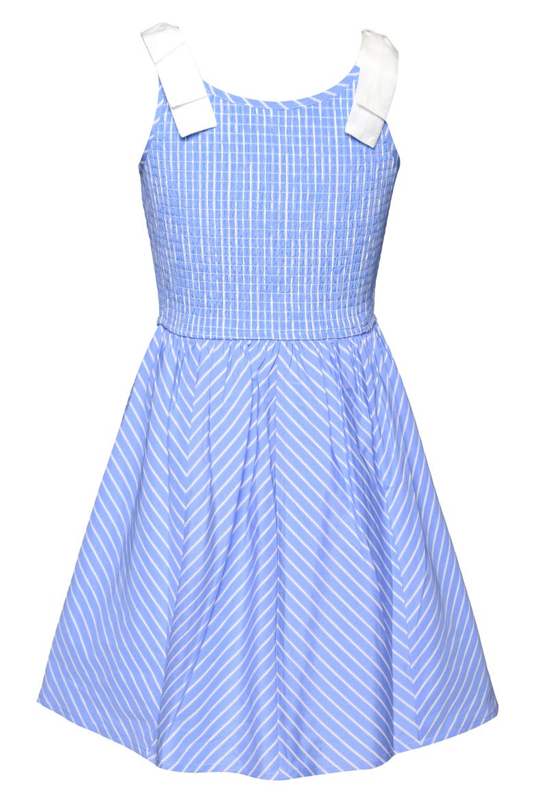 Kids' Smocked Bodice Sundress, Alternate, color, BLUE STRIPE