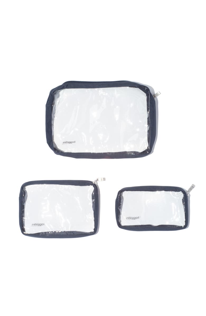 BAGGALLINI Clear Travel Pouches 3 Piece Set, Alternate, color, French Navy