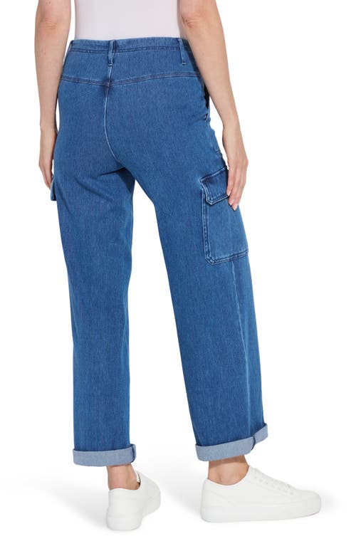Lyssé Scout High Rise Cuffed Cargo Jeans In Mid Wash In Midwash