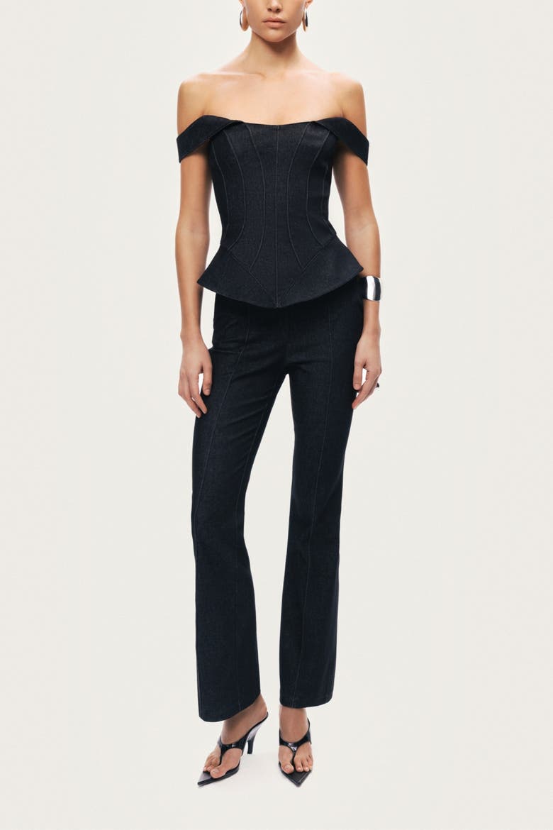 Off-Shoulder Sculpted Bustier, Alternate, color, Black
