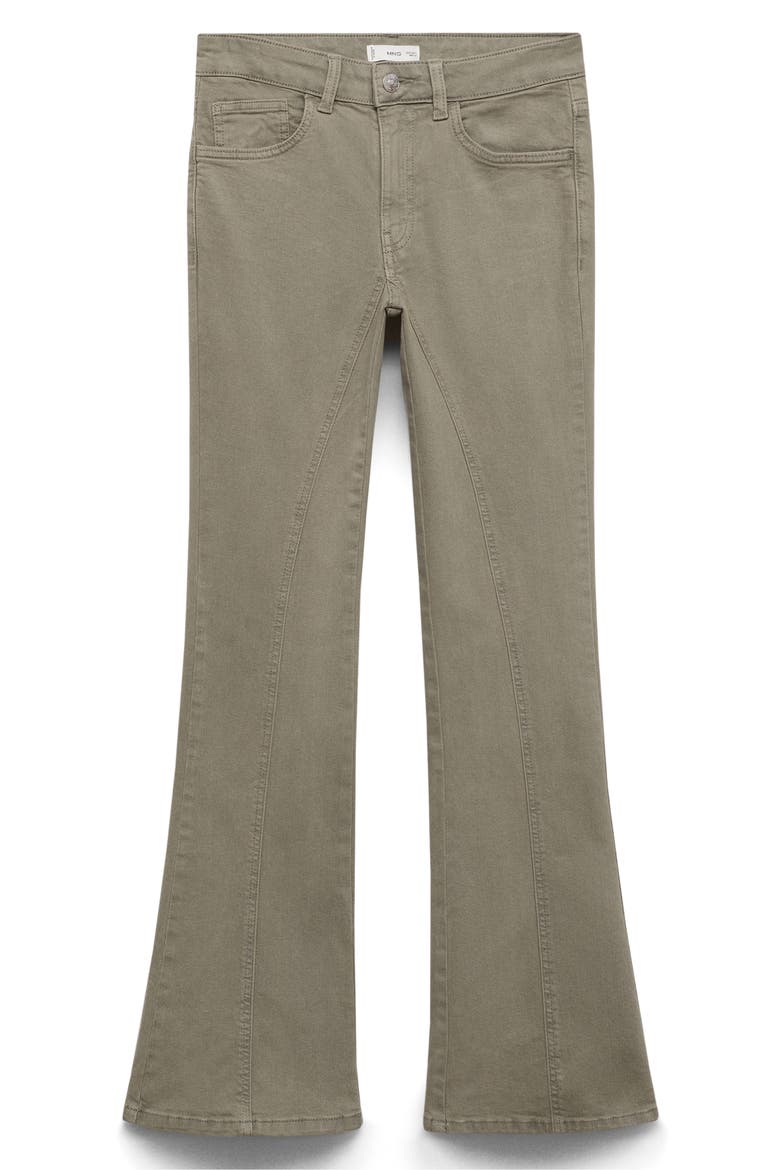 Twist Seam Mid Rise Flare Jeans, Alternate, color, KHAKI GREEN