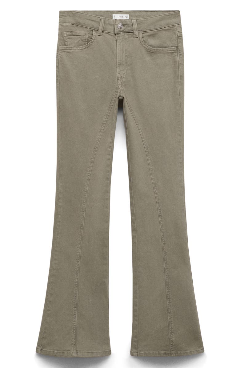 MANGO TEEN Twist Seam Mid Rise Flare Jeans, Alternate, color, Khaki Green