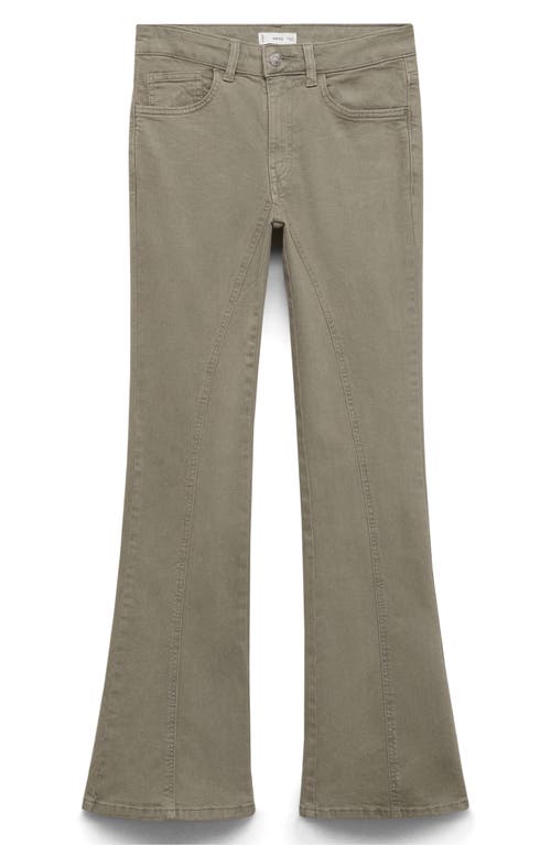 Mango Teen Twist Seam Mid Rise Flare Jeans In Green