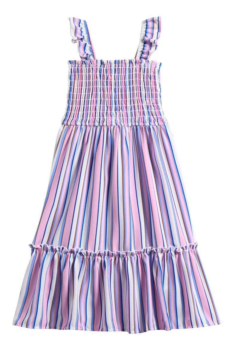 Kids' Ruffle Seersucker Dress, Main, color, MULTI STRIPE
