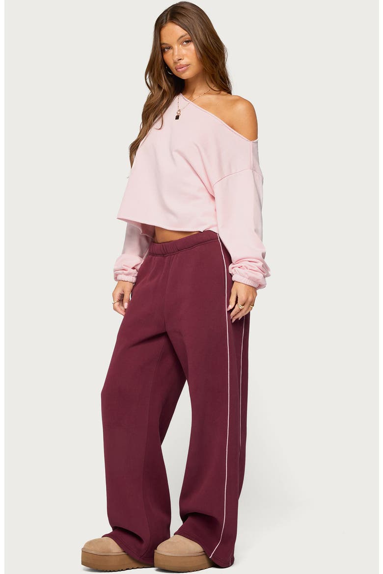 Autumn Wide Leg Sweatpants, Alternate, color, BURGUNDY